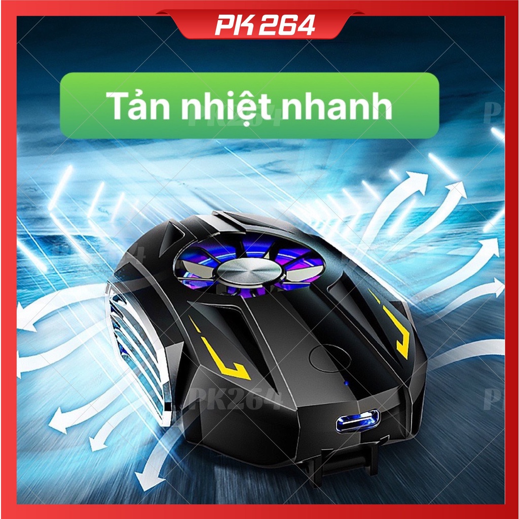 Quạt tản nhiệt Không dây dáng siêu xe Có Đèn led RGB Gấp Xách Tay Pin sạc dùng cho điện thoại di động phiên bản mới ra