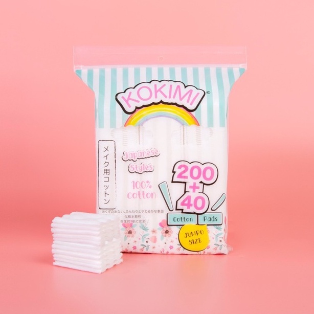 Bông tẩy trang Kokimi 240 miếng Cotton Pads 100% cotton tự nhiên