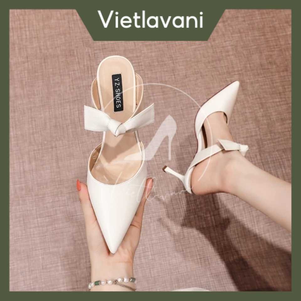 Guốc nữ mã G27 Vietlavani cao 7cm hàng đẹp có 2 màu kem và đen