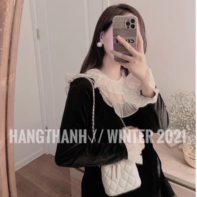 ÁO NHUNG ĐEN PHỐI TƠ TIỂU THƯ