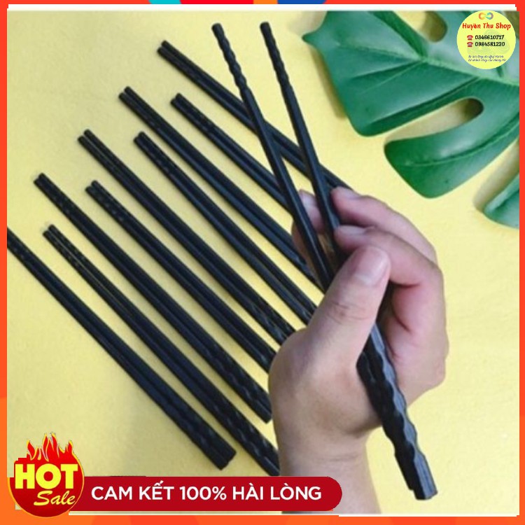 Vỉ 10 đôi đũa phíp nhựa đen - đũa melamine kháng khuẩn