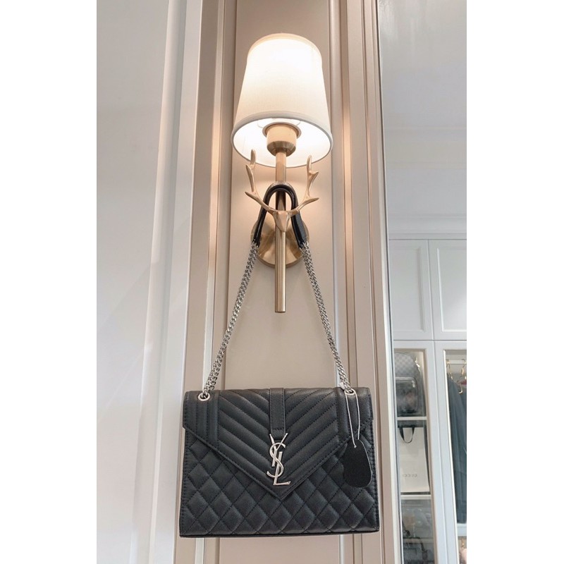 Túi Y hoạ tiết ô sz 27cm da dê