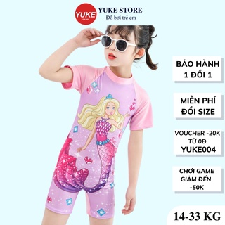 Đồ bơi bé gái ngắn tay, liền thân nàng tiên cá hồng, dành cho trẻ 3-11 tuổi Yuke store YKDB009