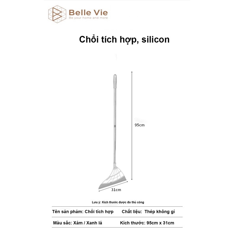 Chổi Quét Nhà Đa Năng BELLEVIE Chổi Lưỡi Silicon Quét Tóc, Bụi Bẩn Nhà Tắm Và Mặt Kính Dễ Dàng