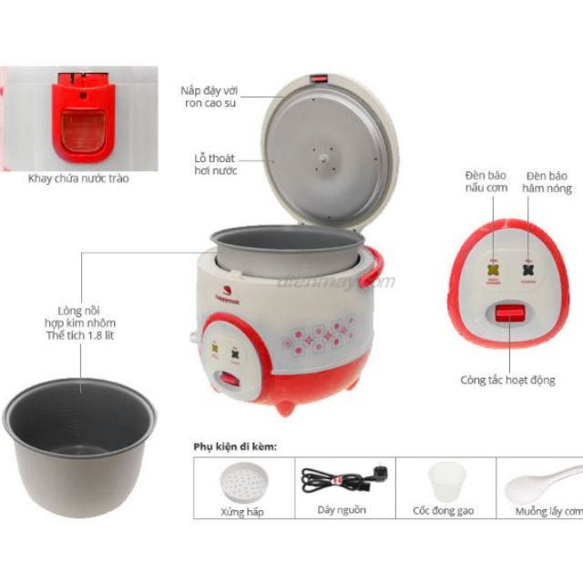 Nồi cơm điện Happycook 1,8lit