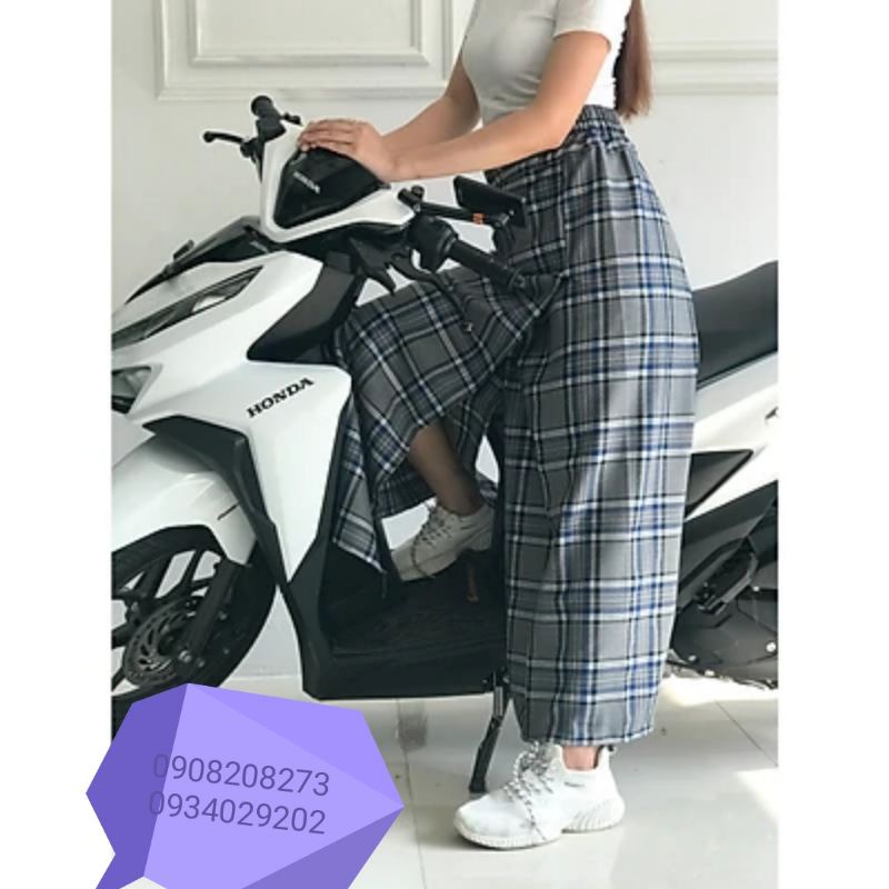 Váy chống nắng kaki sọc caro cao cấp