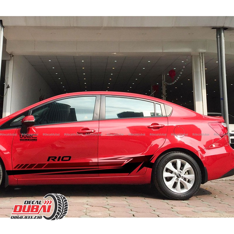 Tem Dán Xe Kia Rio Đỏ Thể Thao