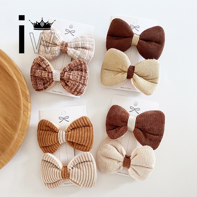 Set 2 kẹp tóc nơ bằng vải thời trang cho nữ