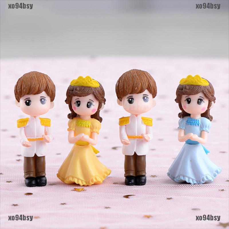 [xo94bsy]1set Prince Princess Couple DIY Mini Miniature Figurine Garden Micro La