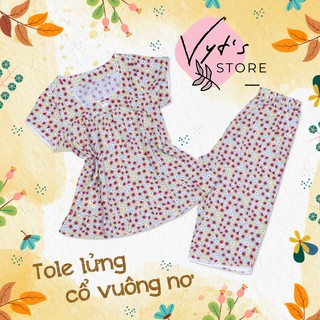Đồ bộ nữ tole lanh cổ vuông nơ_02