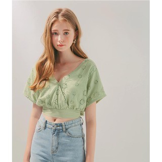 Áo kiểu thêu hoa tay cánh dơi thắt eo nữ Air Space 2020121038