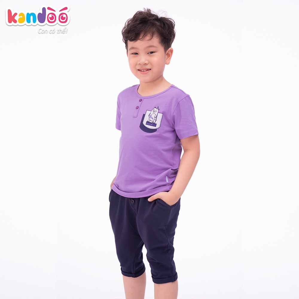 Áo T-shirt bé trai KANDOO màu tím hoa cà, thoải mái hoạt động, 100% cotton cao cấp mềm mịn, thoáng mát - DBTS1711