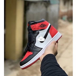 Giày jordan cổ cao đen đỏ nam nữ, giày thể thao sneaker JD 1 full box
