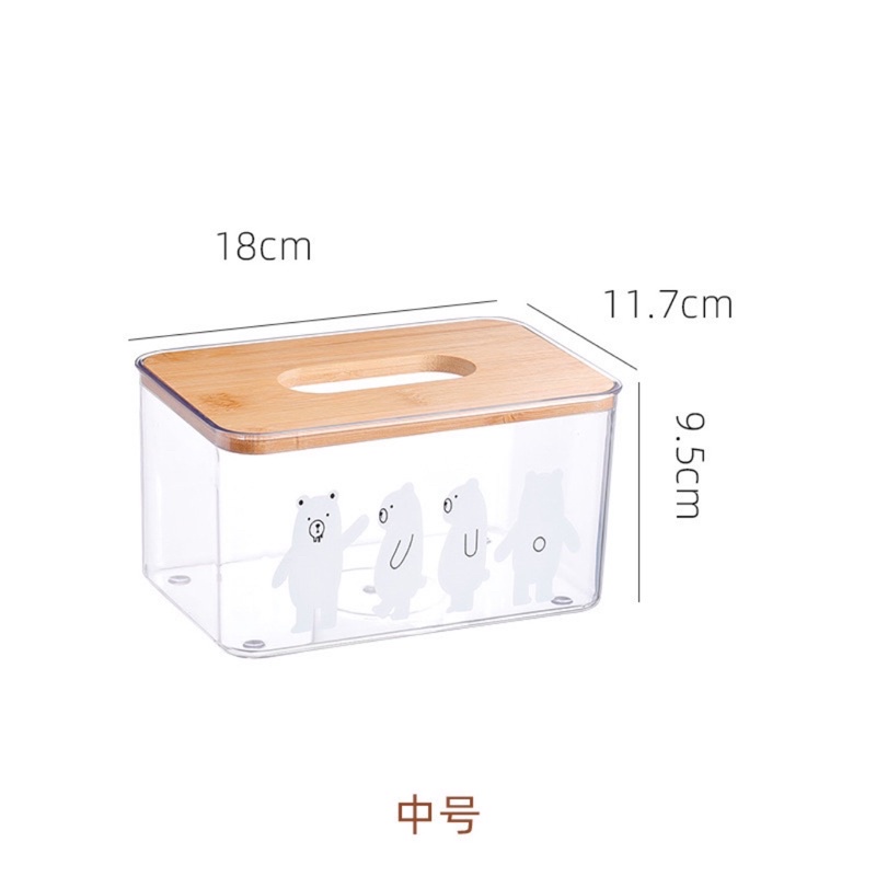 Hôp khăn giấy rút hình gấu bằng nhựa cao cấp nắp gỗ