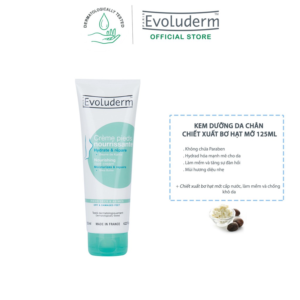 [Áp dụng từ ngày 24.05] Kem dưỡng da chân Evoluderm chiết xuất bơ hạt mỡ 125ml