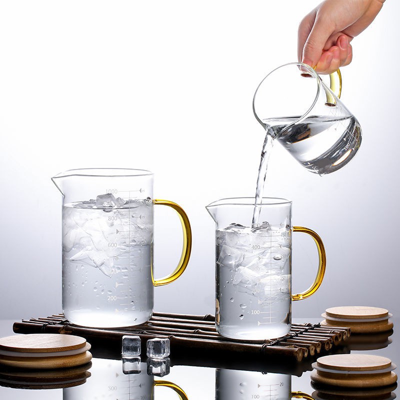 Cốc đong có chia vạch thủy tinh chịu nhiệt gia dụng nước tay cầm Nướng sữa trẻ em