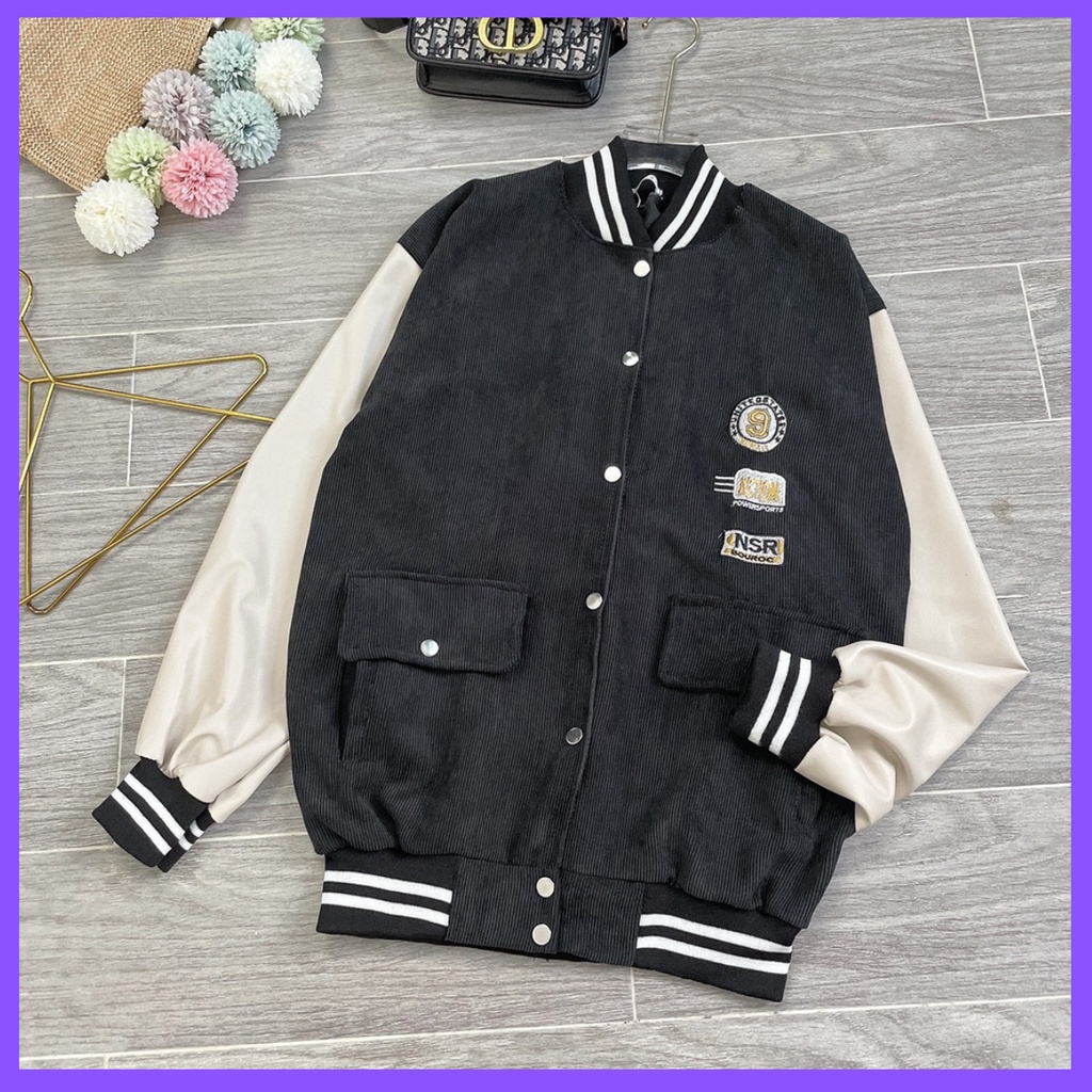 Áo khoác bomber unisex ⚡ 𝐅𝐫𝐞𝐞𝐬𝐡𝐢𝐩 ⚡Áo khoác bóng chày chất thun tăm túi hộp trẻ trung năng động