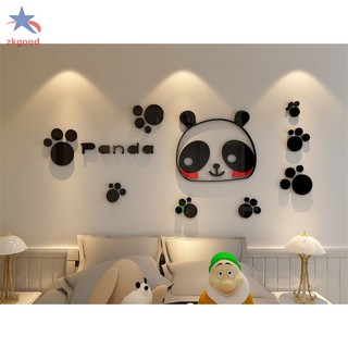 Miếng Dán Tường Acrylic Hình Gấu Trúc 3d Dễ Thương