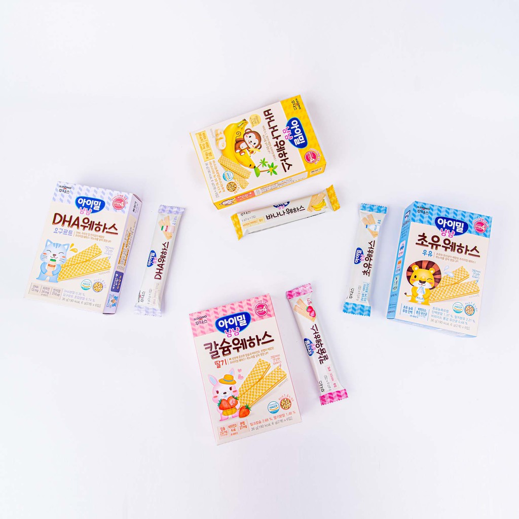 Bánh xốp ăn dặm Ildong Hàn Quốc 4 vị dành cho bé từ 7M+ hộp 36g (Date 1/2023)