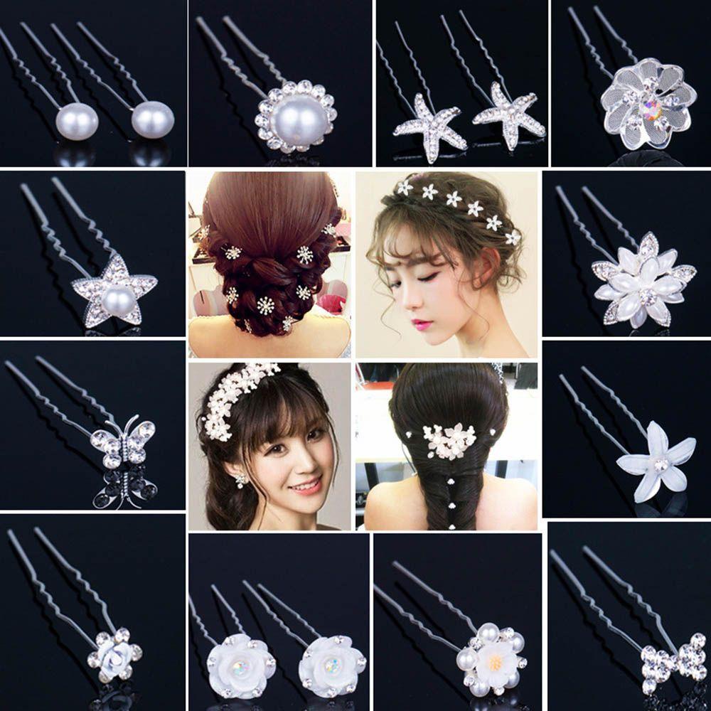 PINEVN Trâm Cài Tóc Chữ U Hình Hoa Cho Cô Dâu