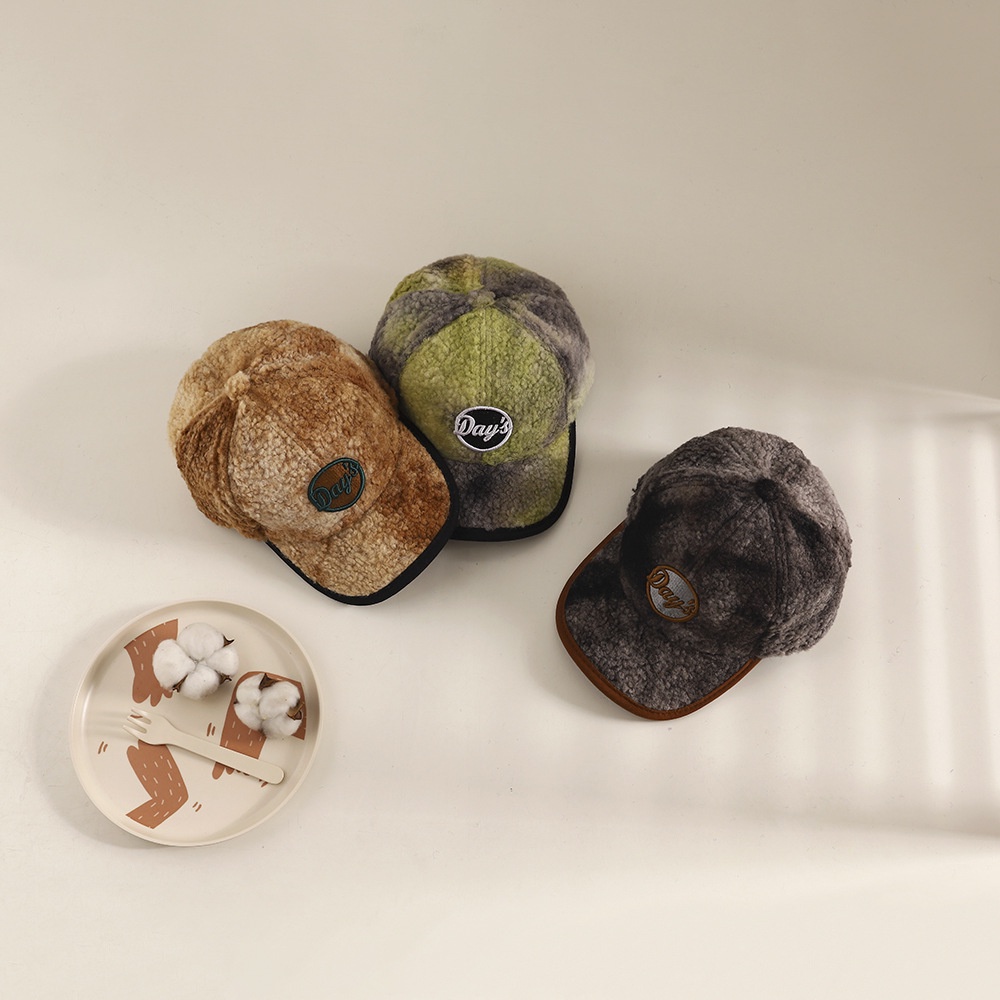 Mũ Lưỡi Trai Vải Lông Nhuộm Màu In Chữ Phong Cách Hàn Quốc Thời Trang Mùa Đông Cho Bé