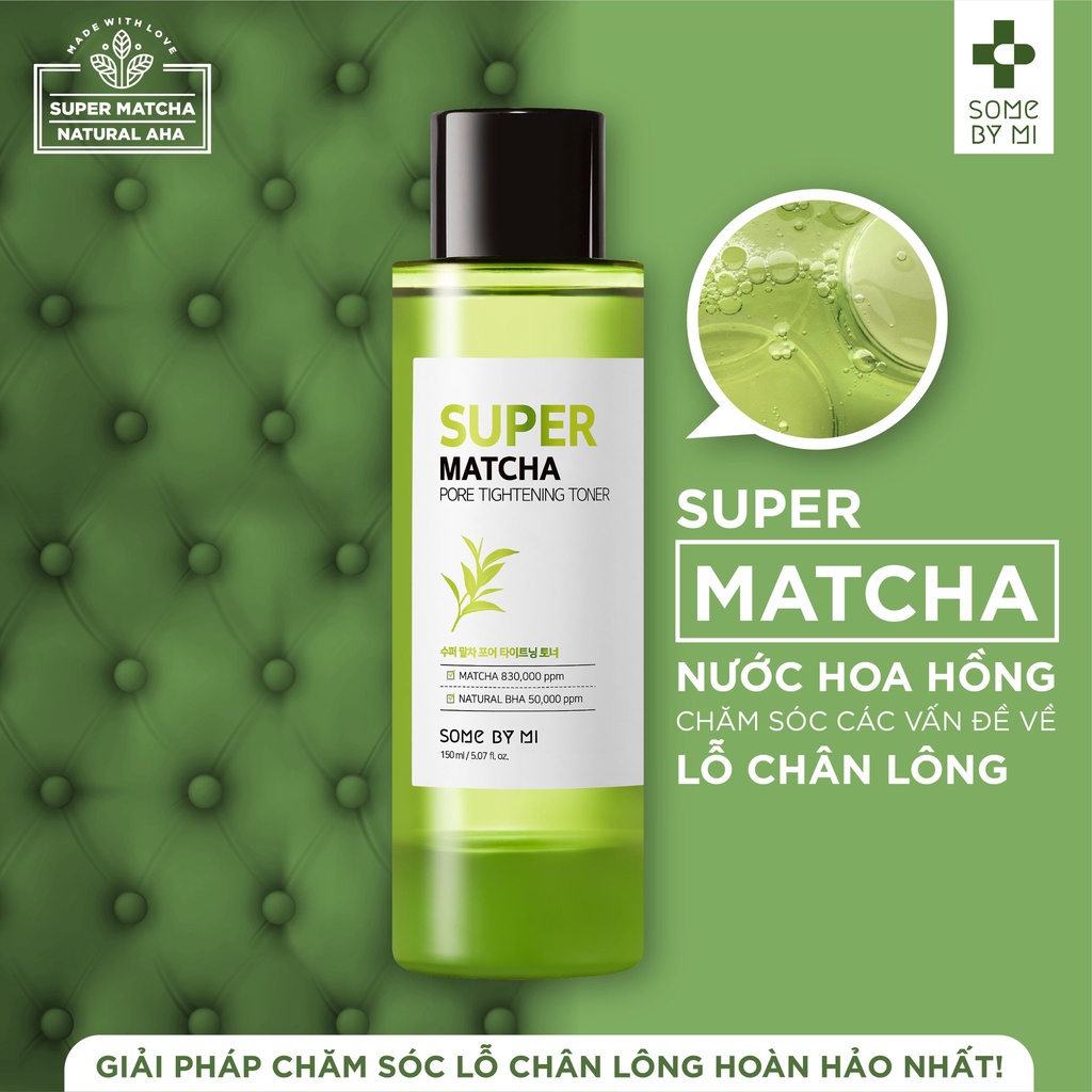 Combo Dưỡng Da Làm Sạch, Se Khít Lỗ Chân Lông Some By Mi Super Matcha Pore (Toner 150ml+ Mặt nạ đất sét 100g)