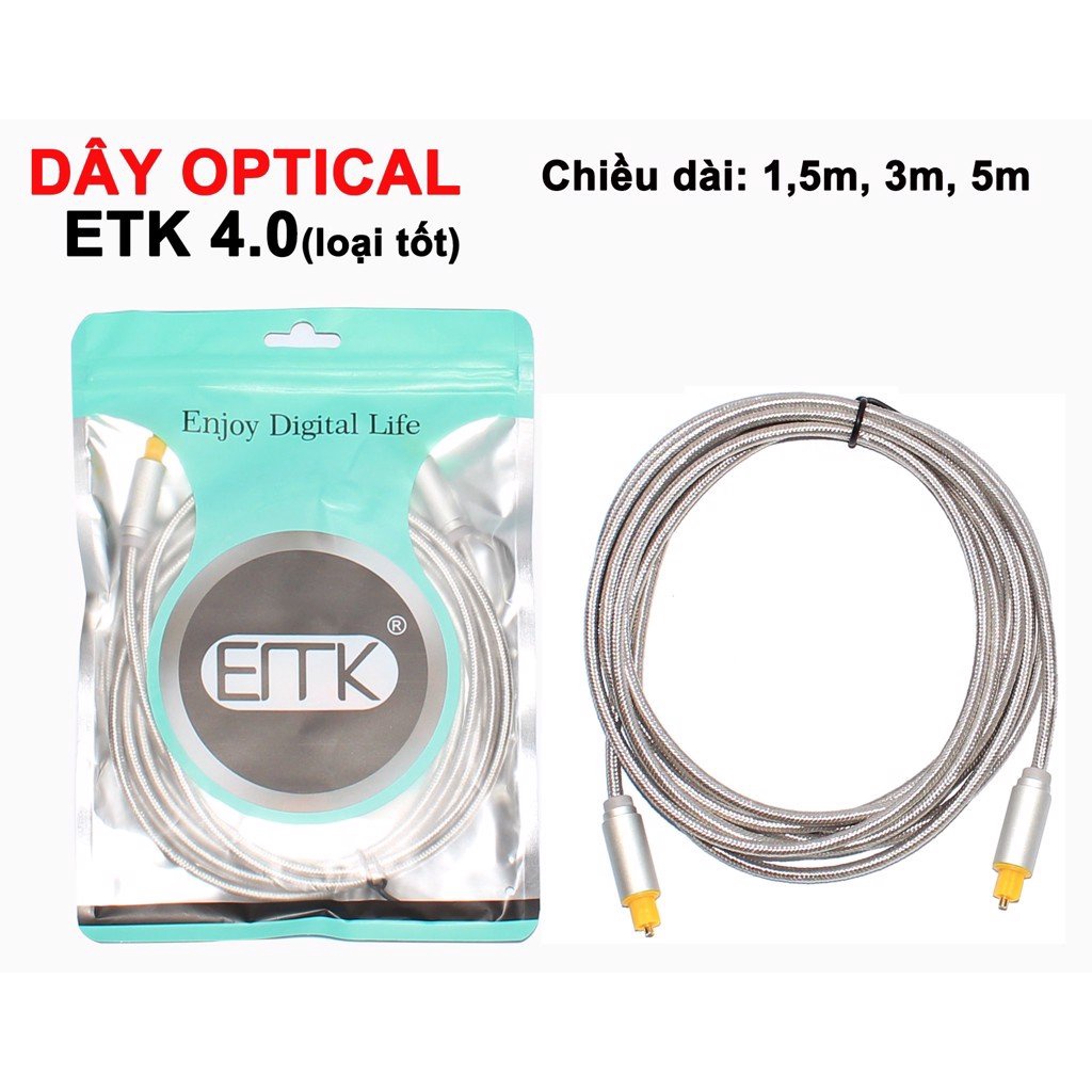 Dây cáp OPTICAL AUDIO quang TOSLINK hiệu JSJ + CHOSEAL dài 1m - 2m - 3m - hàng chính hãng xịn