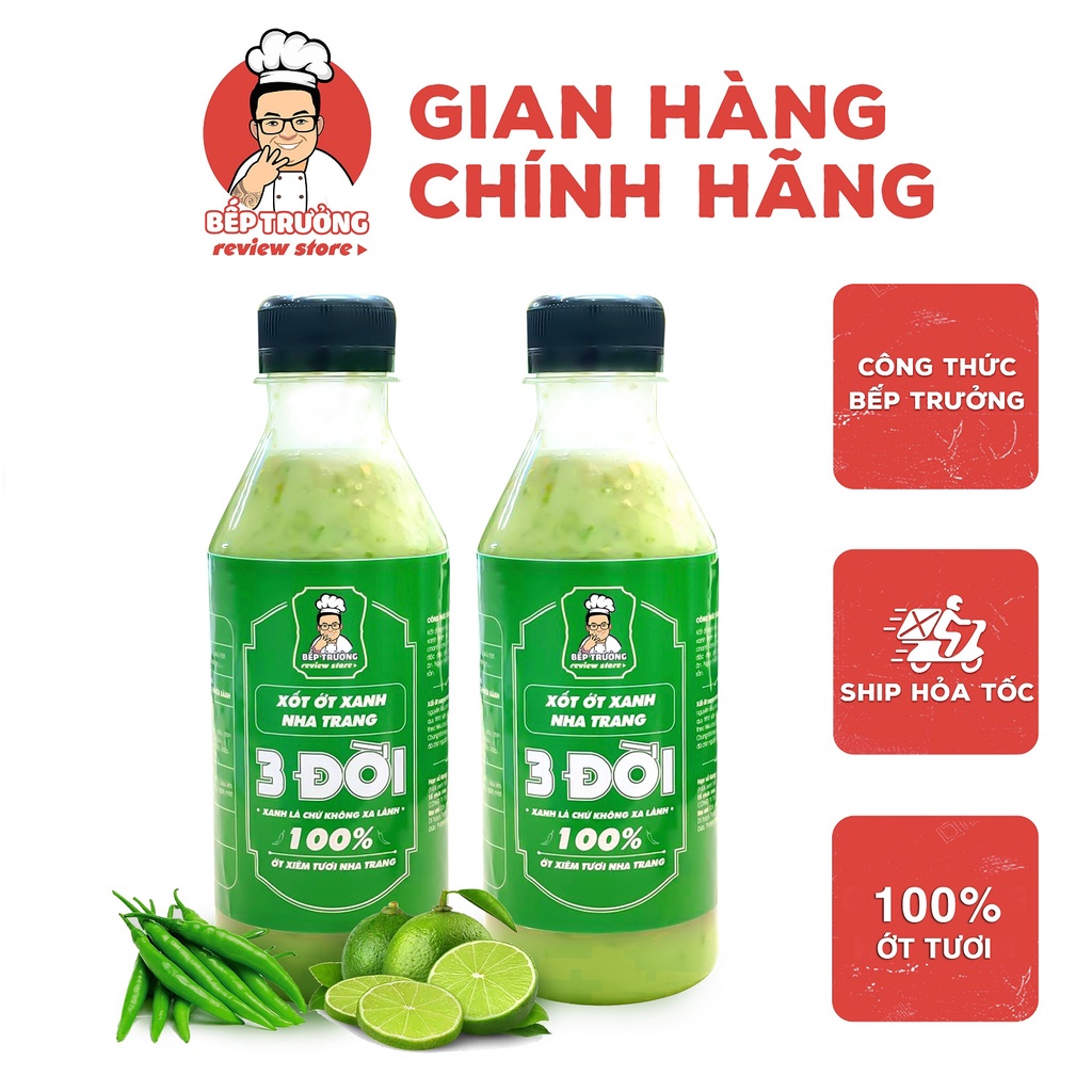 Xốt chấm ớt xanh Nha Trang ba đời Bếp Trưởng Review Store, Sốt nước chấm hải sản đồ nướng chai 260ml