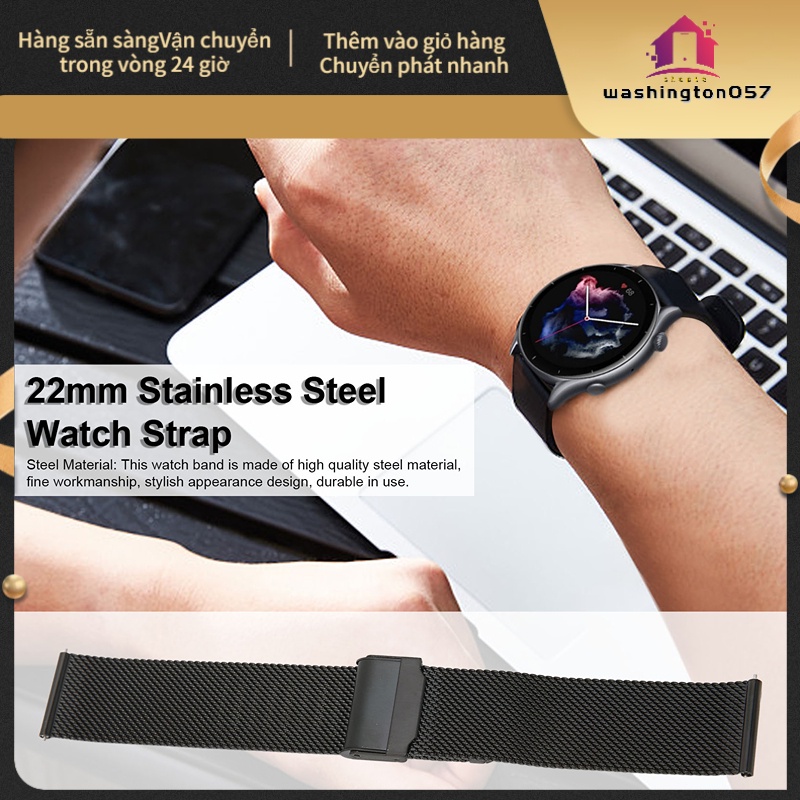 Có thể bán buôn Dây đeo đồng hồ bằng thép không gỉ 22mm dệt lưới phát hành nhanh tay với khóa đa năng cho Amazfit GTR 3 Washington057 Hàng giao ngay