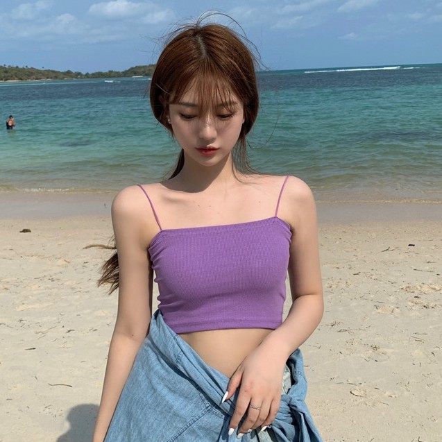 Cocory vn  Áo Croptop Trễ Vai Màu Trơn Thiết Kế Ôm Sát Quyến Rũ