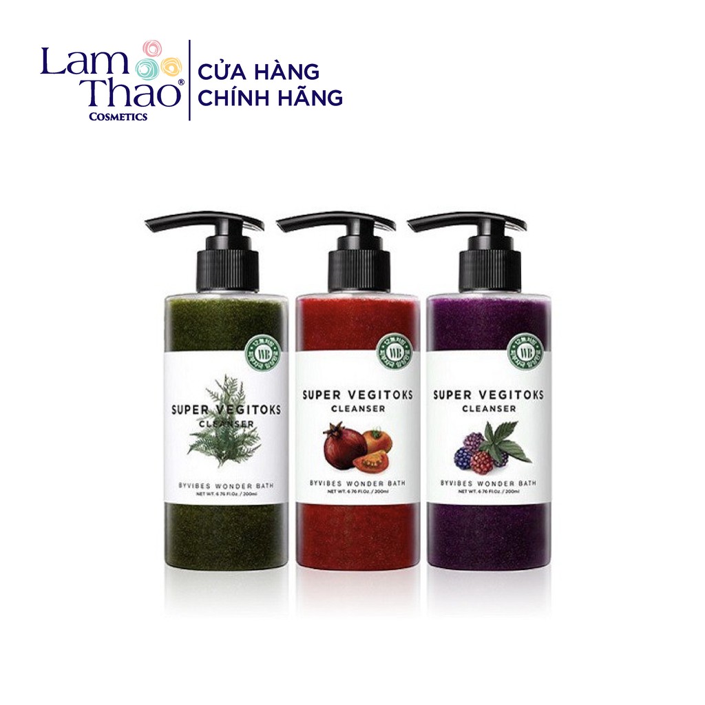 Sữa Rửa Mặt Sủi Bọt Khí ''3 in 1'' Tẩy Trang - Rửa Mặt - Thải Độc Tố Byvibes Wonder Bath Super Vegitoks Cleanser