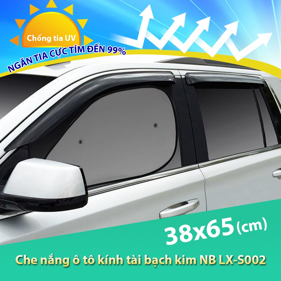 [Mã BMBAU50 giảm 10% đơn 99k] Combo 2 Tấm Che Nắng Ô Tô Kính Hông Bạch Kim NB LXS002 (65x38 cm) Nhập Khẩu Chính Hãng