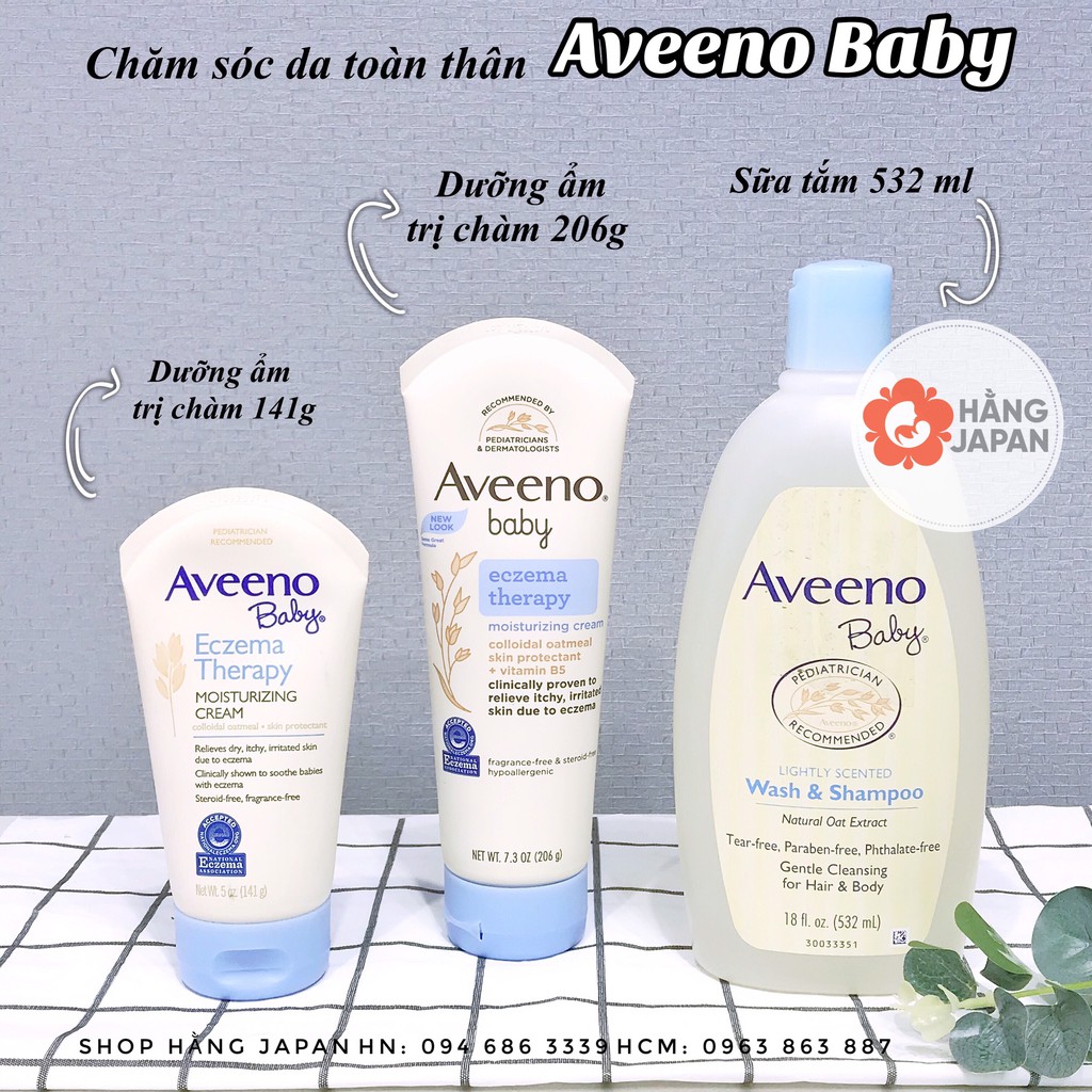 Combo Sữa tắm &amp; gội , Dưỡng thể &amp; chàm Aveeno BaBy