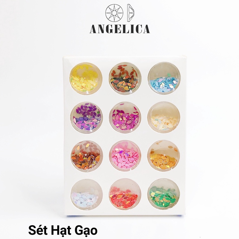 Set Nhũ Hạt Gạo Nail 12 Màu Trang Trí Móng ANGELICA SHG