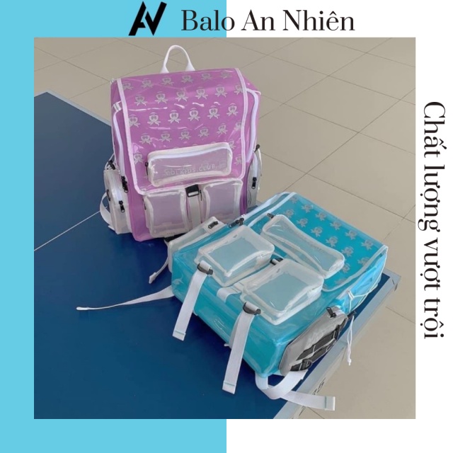 Balo Colkids Club SS5 Nhựa Trong Xanh Và Hồng Thời Trang Nam Nữ Đi Học, Đi Chơi Chống Nước (Full Tag