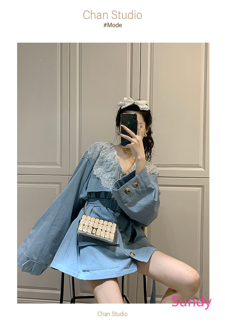 Đầm tay dài phối ren thời trang mùa thu cho nữ | BigBuy360 - bigbuy360.vn