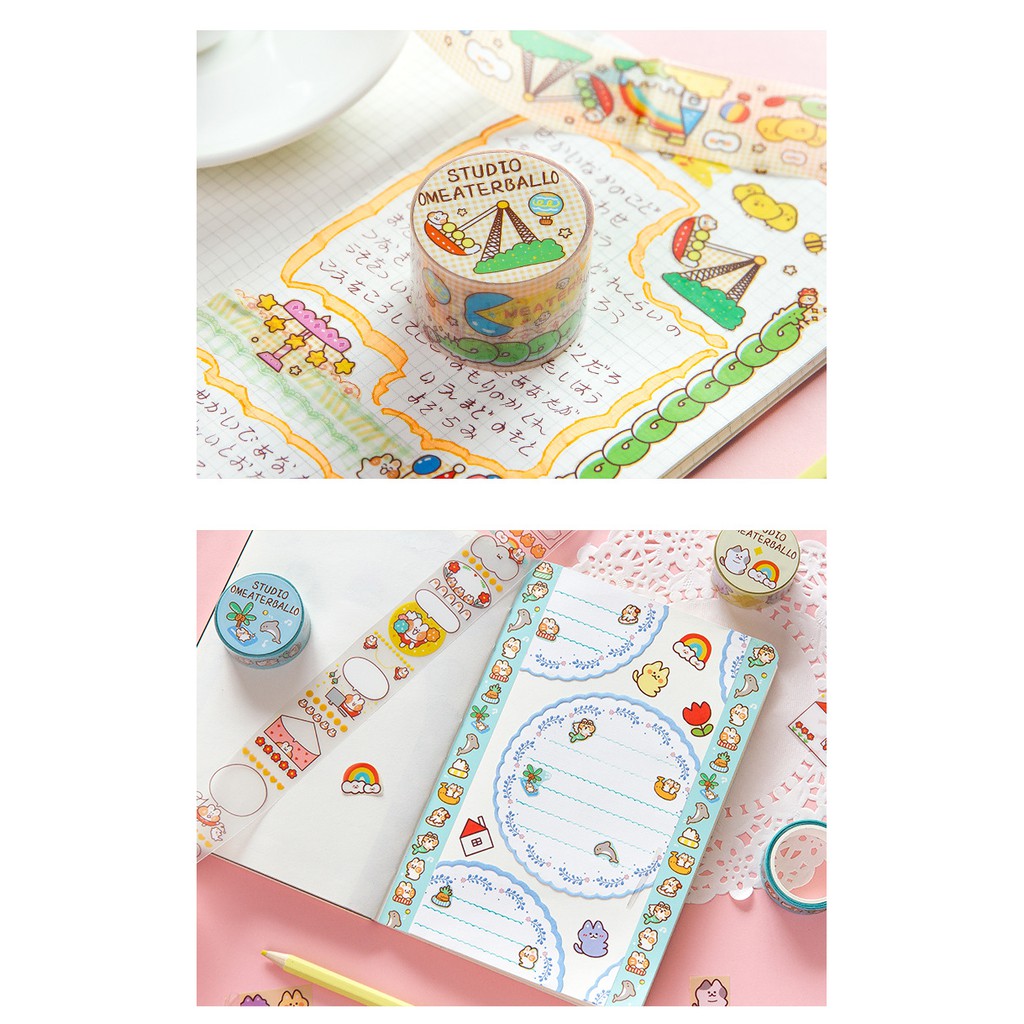 Băng Dán Washi Tape PET Meaterball Mèo Cưng Dễ Thương [Xinh Lắm Cơ Í]