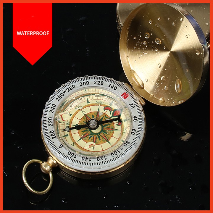 La bàn Compass bỏ túi dã ngoại chất liệu đồng thau