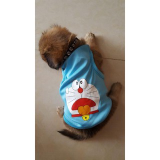 Áo Ba Lỗ Cho Chó Mèo Hình Doraemon Dễ Thương - Áo Thun Mát Mẻ, Co Giãn Tốt Cho Thú Cưng