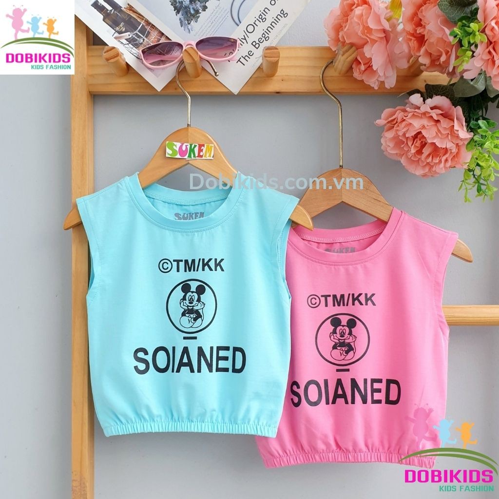 [10-35kg] Áo sát nách bé gái thun cotton SG loại 1 mềm mát chuẩn đẹp