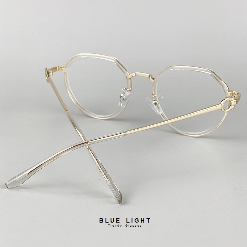 Kính Giả Cận, Gọng Kính Cận Nam Nữ Mắt Vuông Tròn Gọng Kim Loại Càng Chi Tiết Hàn Quốc - BLUE LIGHT