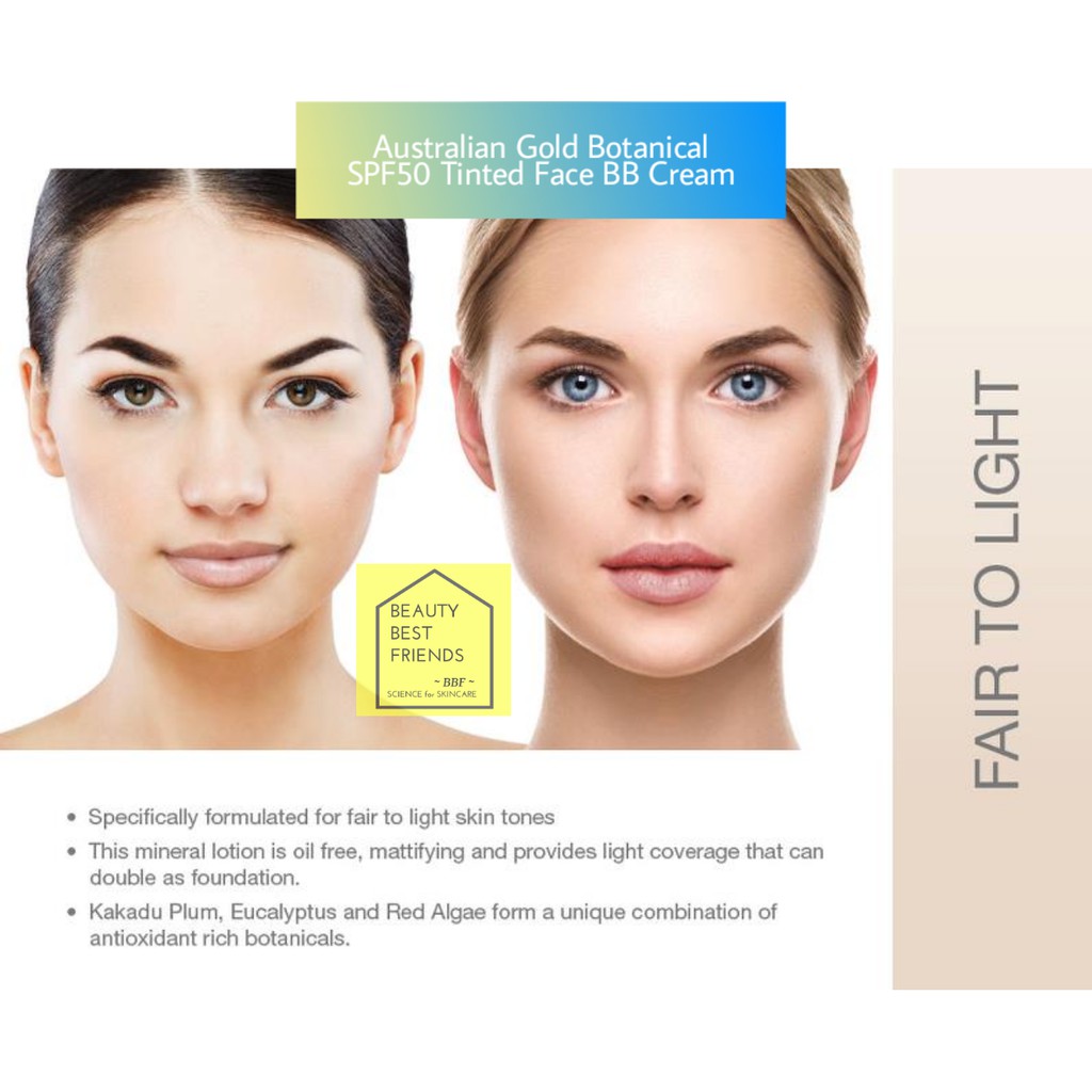 Kem chống nắng vật lý Australian Gold Botanical SPF50 Sunscreen Tinted Face BB Cream  89 ml