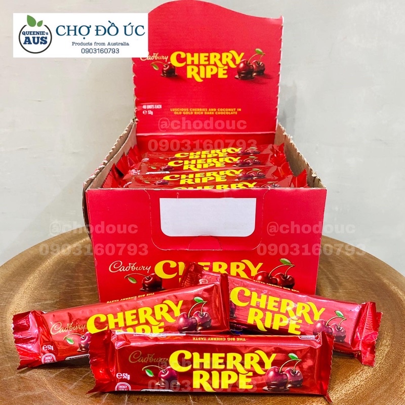 Chocolate cherry nhân dừa CADBURY Cherry Ripe túi 12 thanh 180g - nhập Úc 🇦🇺