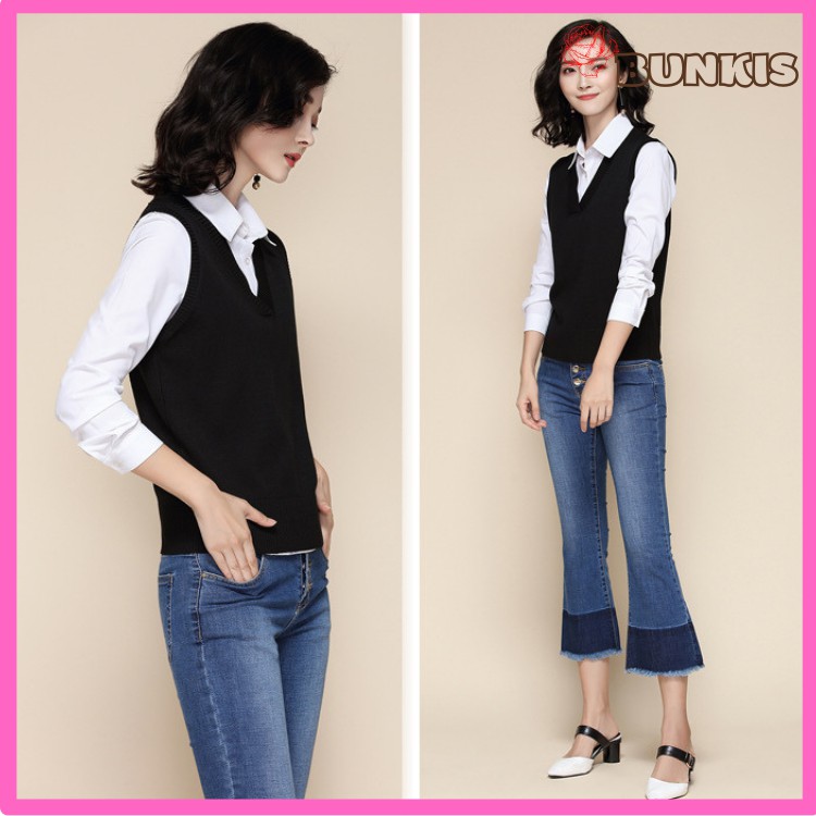 Áo len Gile nữ cổ tim, siêu ấm áp phong cách thời trang thu đông dành cho nữ | BigBuy360 - bigbuy360.vn