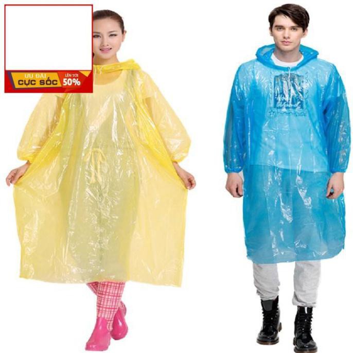 [sỉ ib] Bịch 50 áo mưa dùng 1 lần loại màu, áo mưa nilong