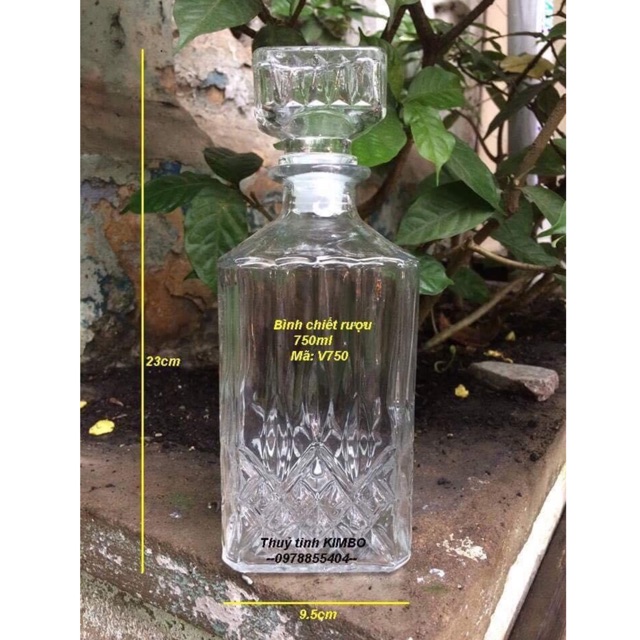 Bình chiết rượu thuỷ tinh kiểu dáng cổ điển độc đáo