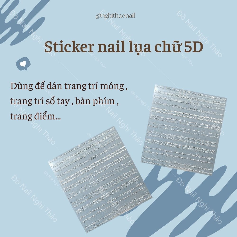 Sticker nail lụa chữ 5D