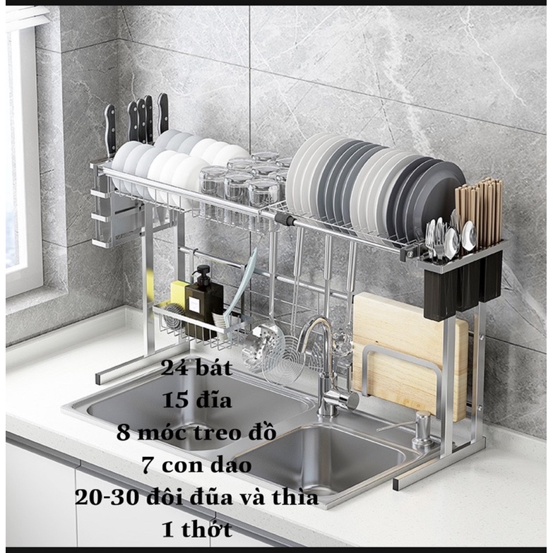 KỆ Chén Bát Đa Năng -Kệ Bát Thông Minh Co DÃn Kích Cỡ 57-94cm INOX 304 Không han rỉ