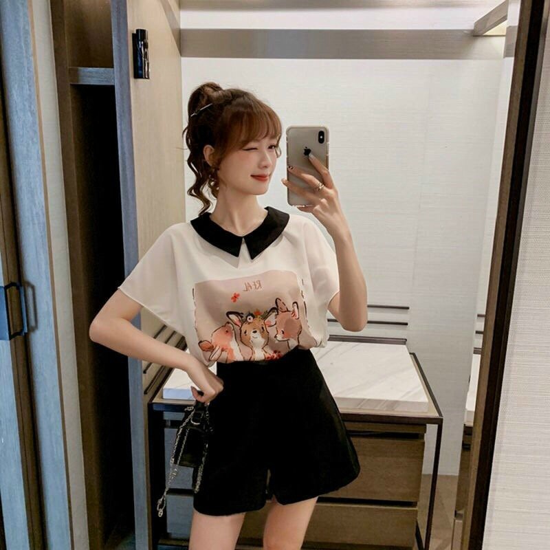 HÀNG QC - SET BỘ SHORT ÁO IN 3 CON NAI TRẺ TRUNG - ZBT480340