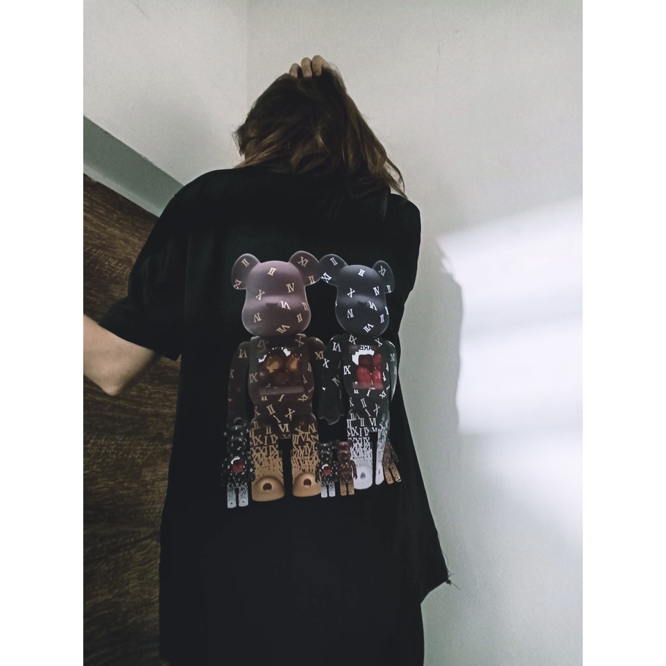 Áo POLO BEARBRICK, Áo thun có cổ Unisex nam nữ trắng đen, chất Thun Cá Sấu Poly Thái. KKIMSHOP
